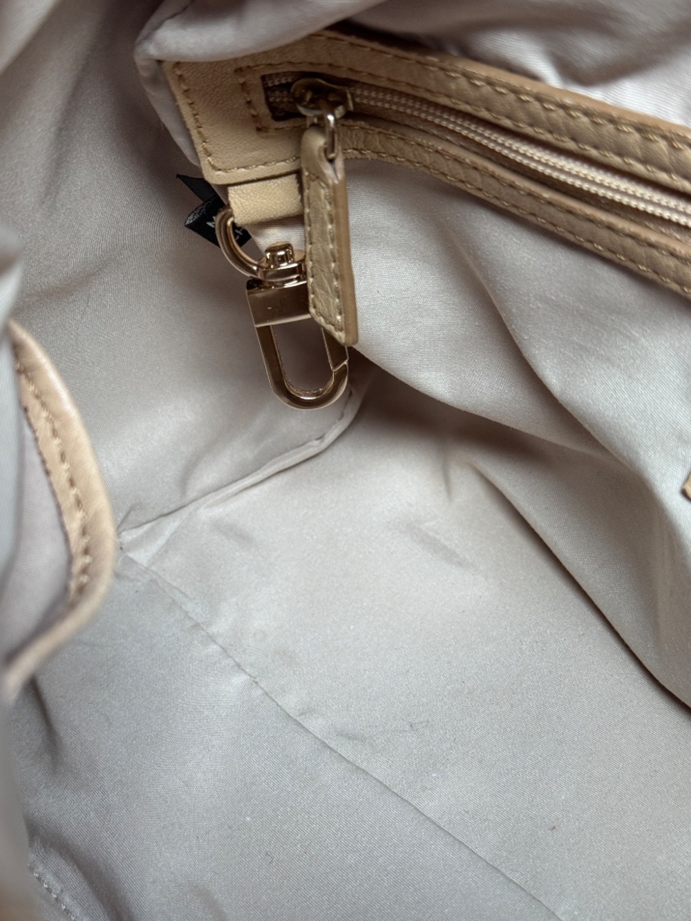 Cole Haan Jade Pebbled Leather Satchel Nude Beige Crossbody Shoulder Bag - Picture 9 of 15